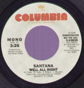 Santana - Well All Right - 7 Inch