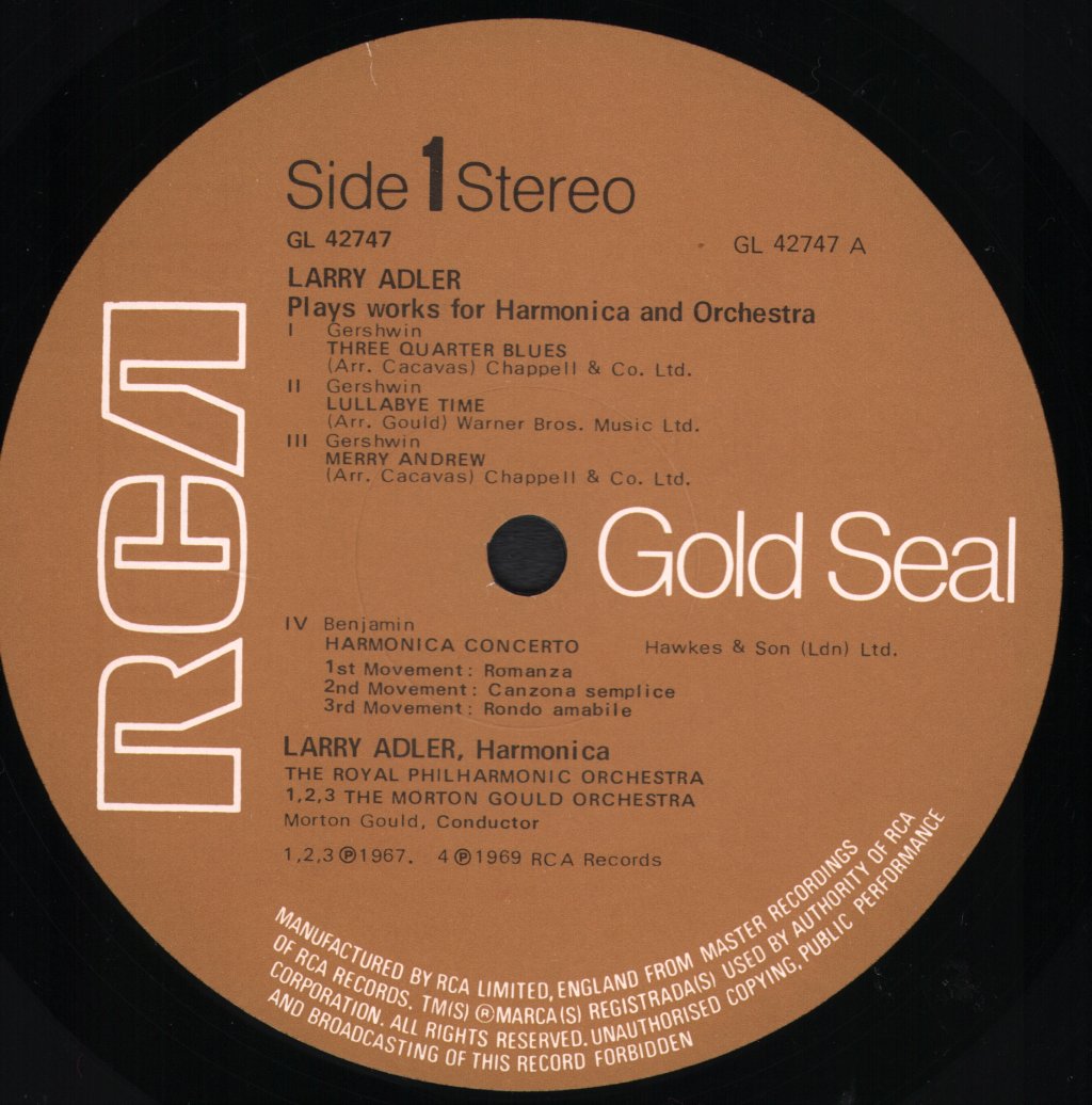 Larry Adler / Morton Gould And His Orchestra / Royal Philharmonic Orchestra - Larry Adler Plays Works For Harmonica And Orchestra - Lp