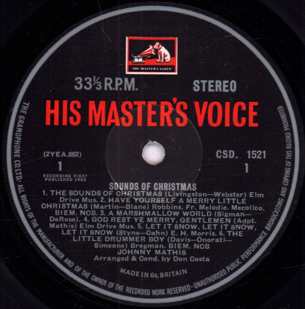 Johnny Mathis - Sounds Of Christmas - Lp