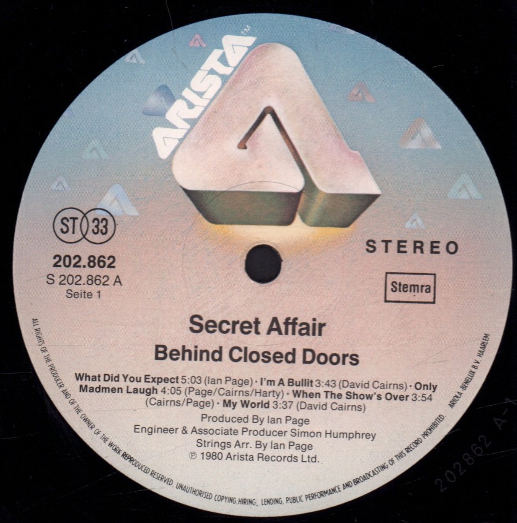Secret Affair - Behind Closed Doors - Lp
