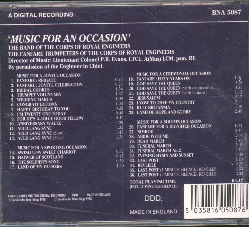 Band Of The Corps Of Royal Engineers & Fanfare Trumpeters - Music For An Occasion - Cd