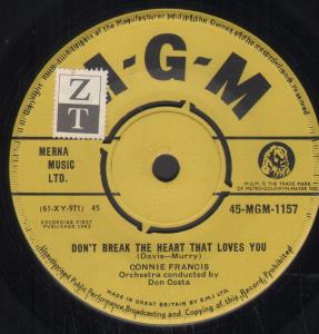 Connie Francis - Don't Break The Heart That Loves You - 7 Inch
