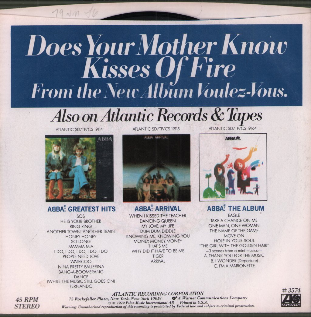 ABBA - Does Your Mother Know - 7 Inch