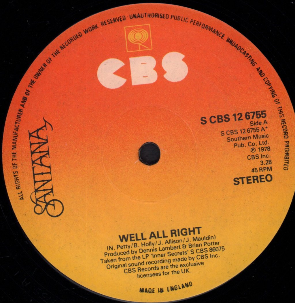 Santana - Well All Right - 12 Inch