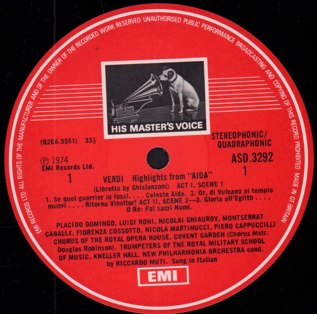 Montserrat Caballe / Placido Domingo / Fiorenza Cossotto / Riccardo Muti - Verdi Aida Highlights - Lp