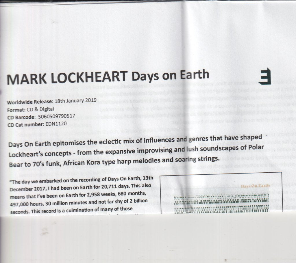Mark Lockheart - Days On Earth - Cd