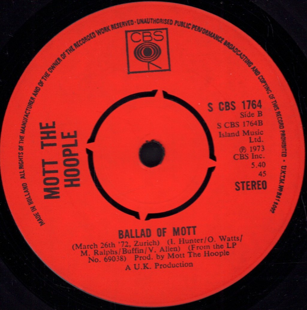 Mott The Hoople - All The Way From Memphis - 7 Inch