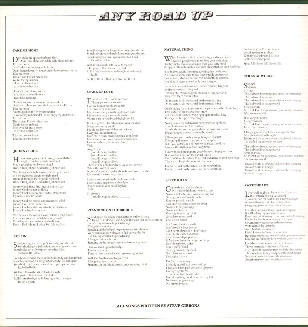 Steve Gibbons Band - Any Road Up - Lp