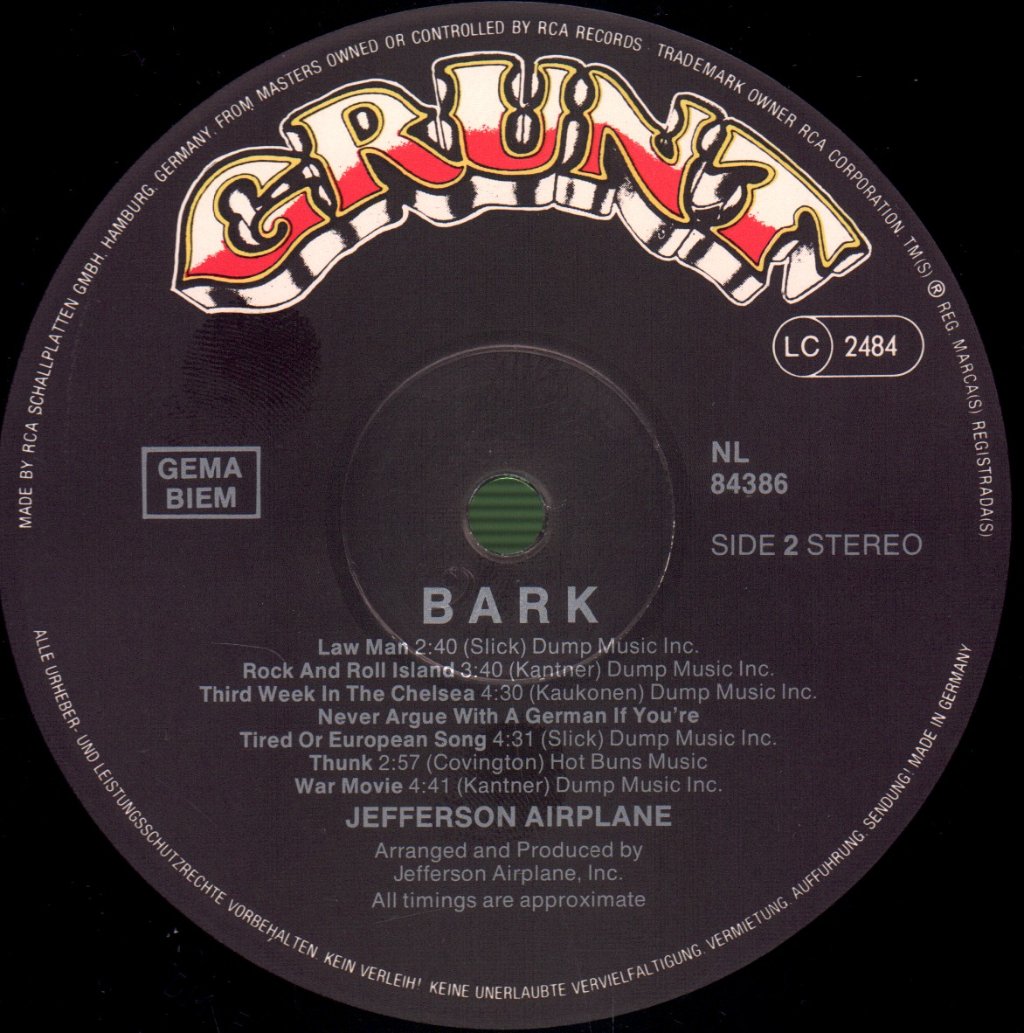 Jefferson Airplane - Bark - Lp