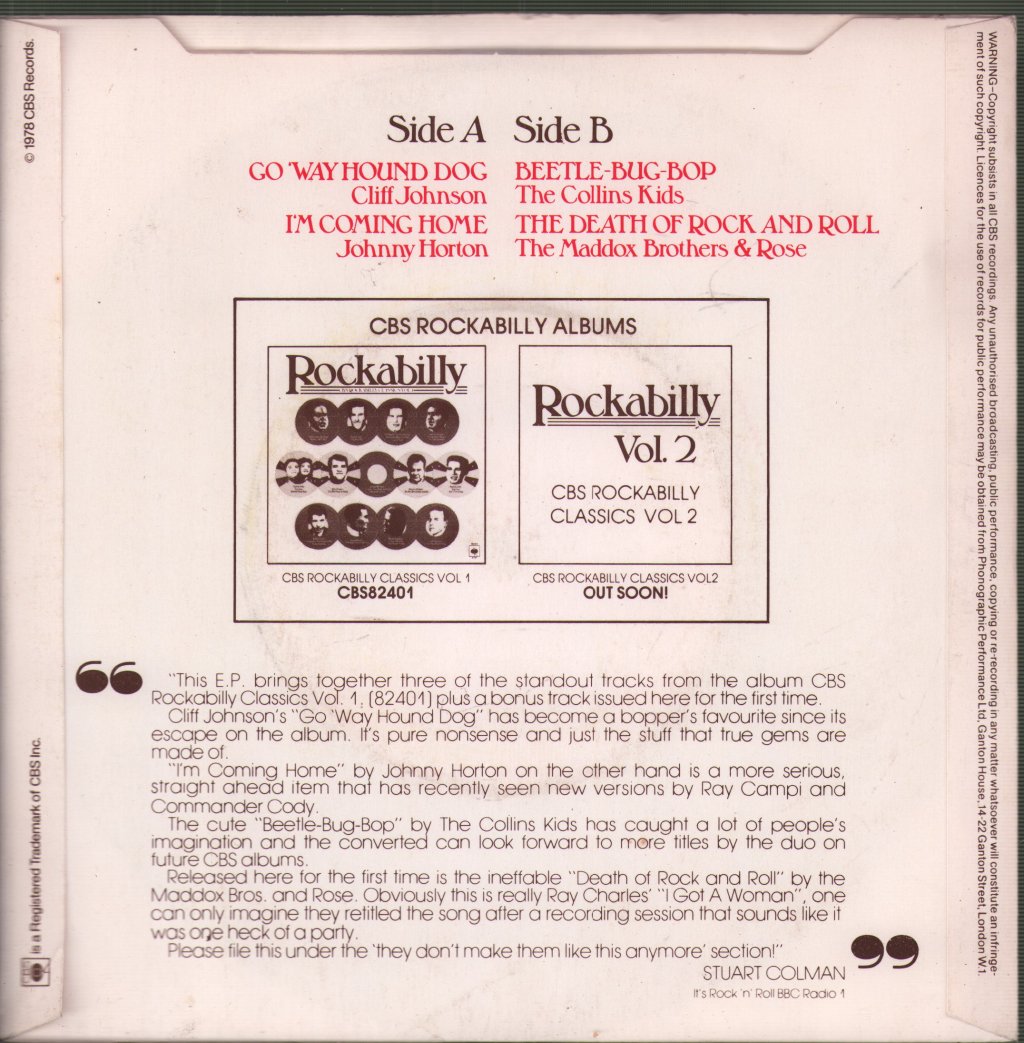 Various Artists - CBS Rockabilly - 7 Inch