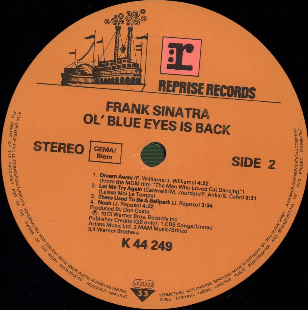 Frank Sinatra - Ol, Blue Eyes Is Back - Lp