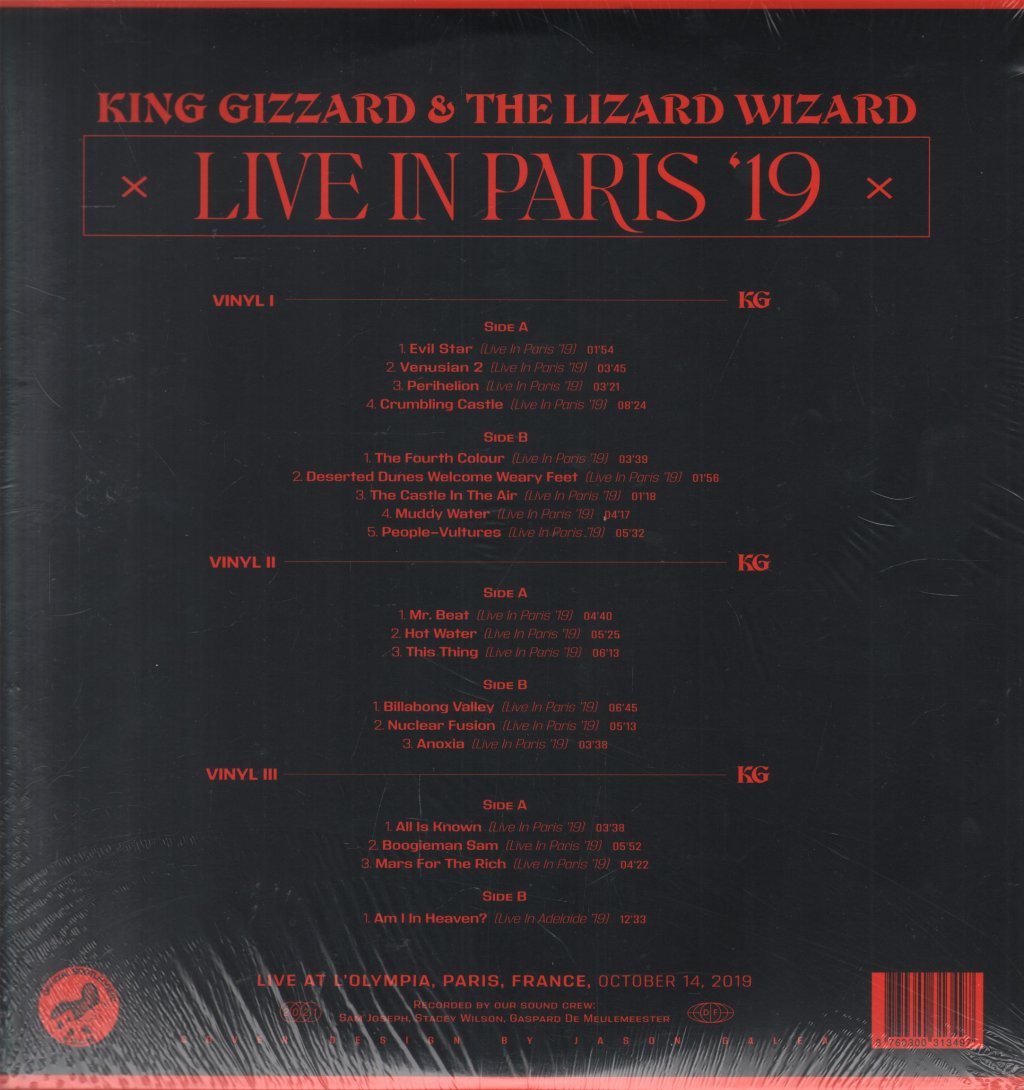 King Gizzard And The Lizard Wizard - Live In Paris '19 - Triple Lp