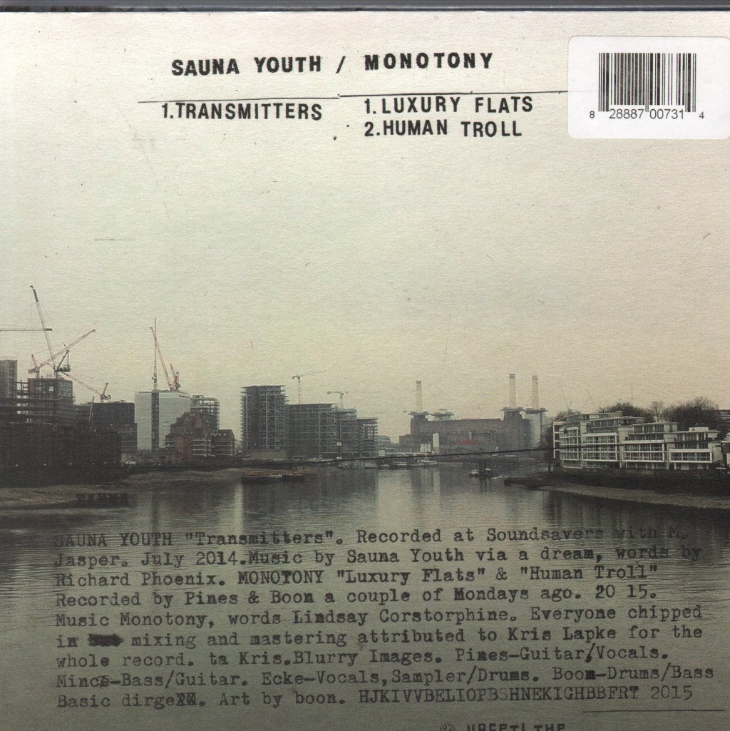 Sauna Youth/Monotony - Split 7'' - 7 Inch