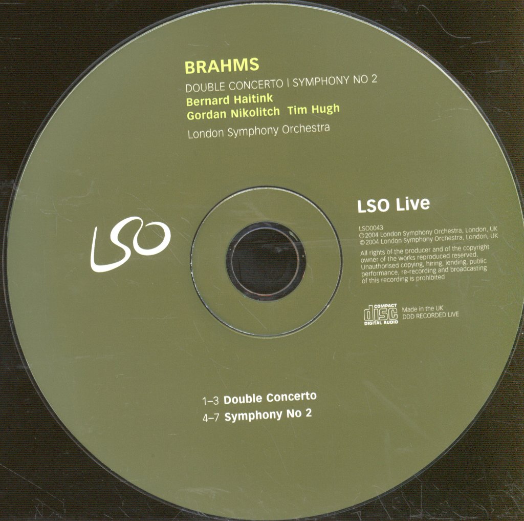 Bernard Haitink, London Symphony Orchestra, Gordan Nikolitch, Tim Hugh - Brahms - Symphony No 2 / Double Concerto - Cd