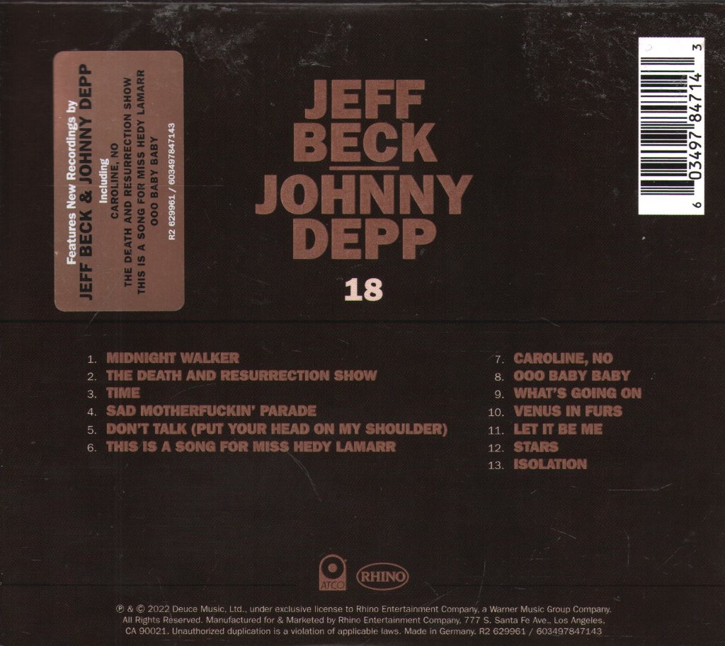 Jeff Beck & Johnny Depp - 18 - Cd
