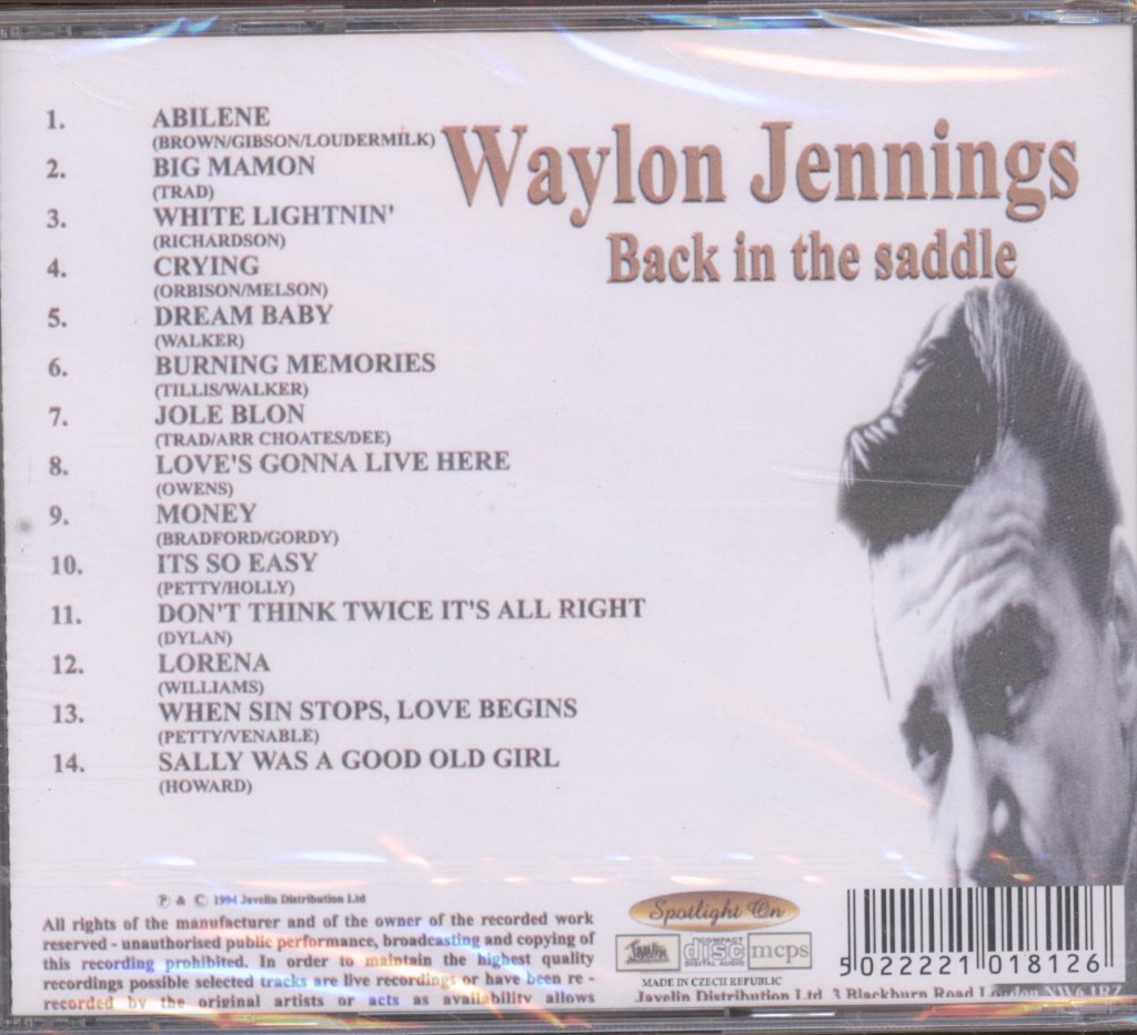Waylon Jennings - Back In The Saddle - Cd