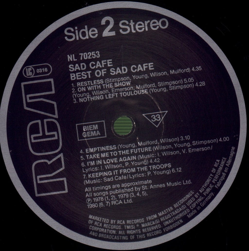 Sad Cafe - Best Of Sad Cafe - Lp