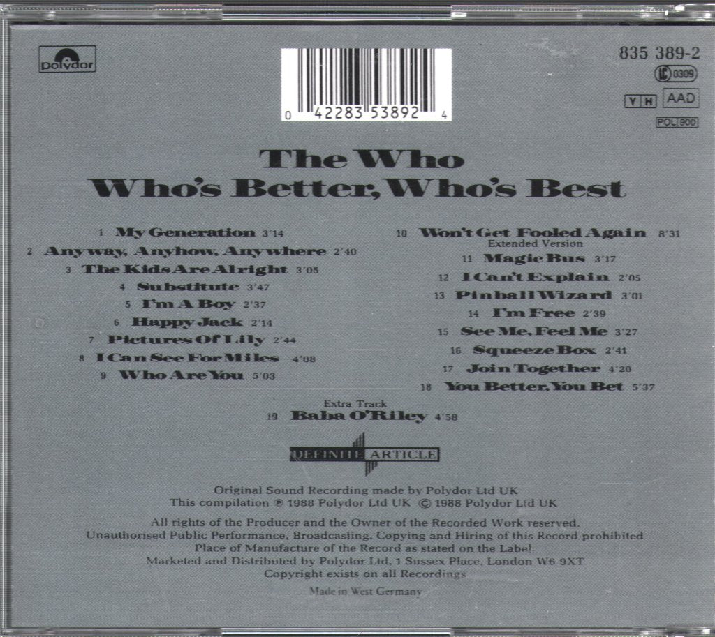 Who - Who's Better, Who's Best - Cd