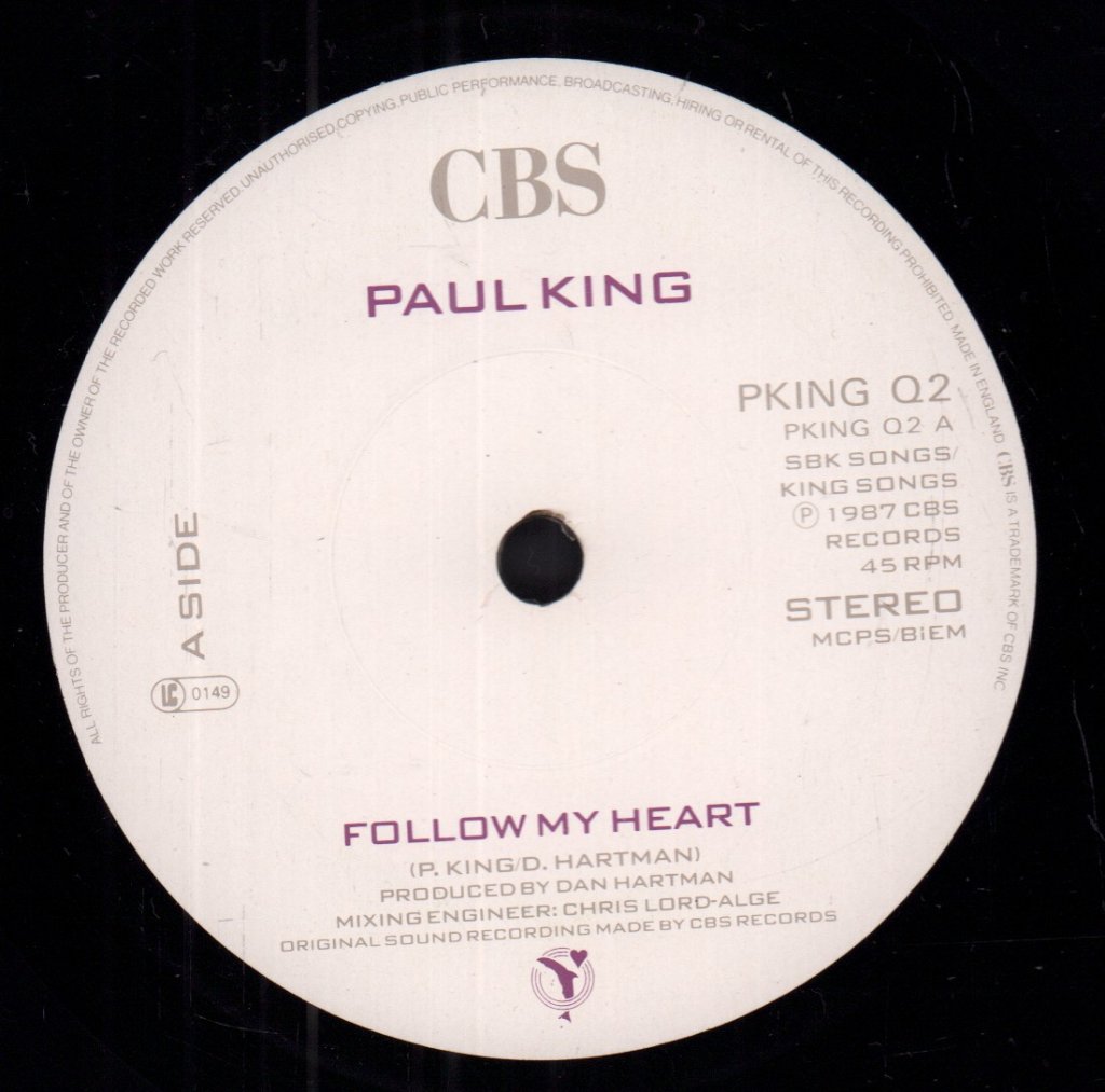 Paul King (80'S Pop) - Follow My Heart - 7 Inch