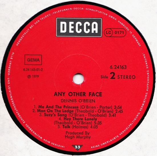 Dennis O'brien - Any Other Face - Lp