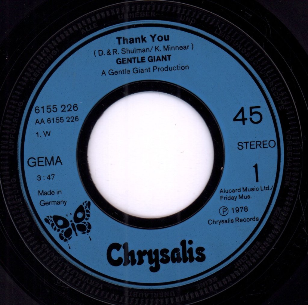 Gentle Giant - Thank You - 7 Inch
