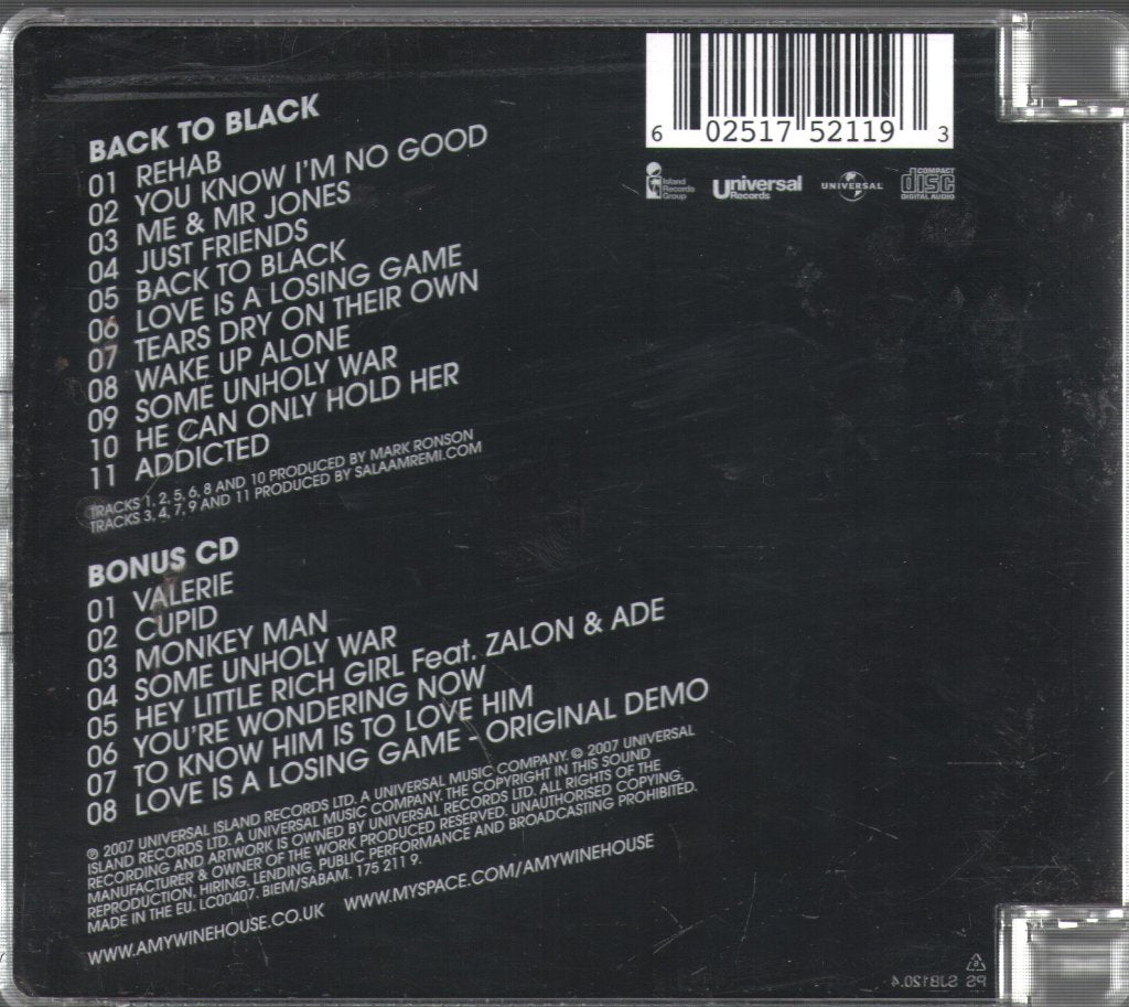 Amy Winehouse - Back To Black - Double Cd