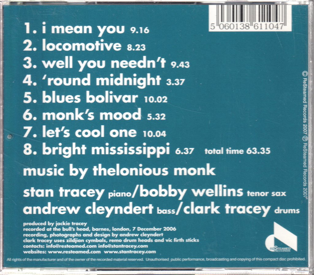 Stan Tracey & Bobby Wellins - Play Monk - Cd
