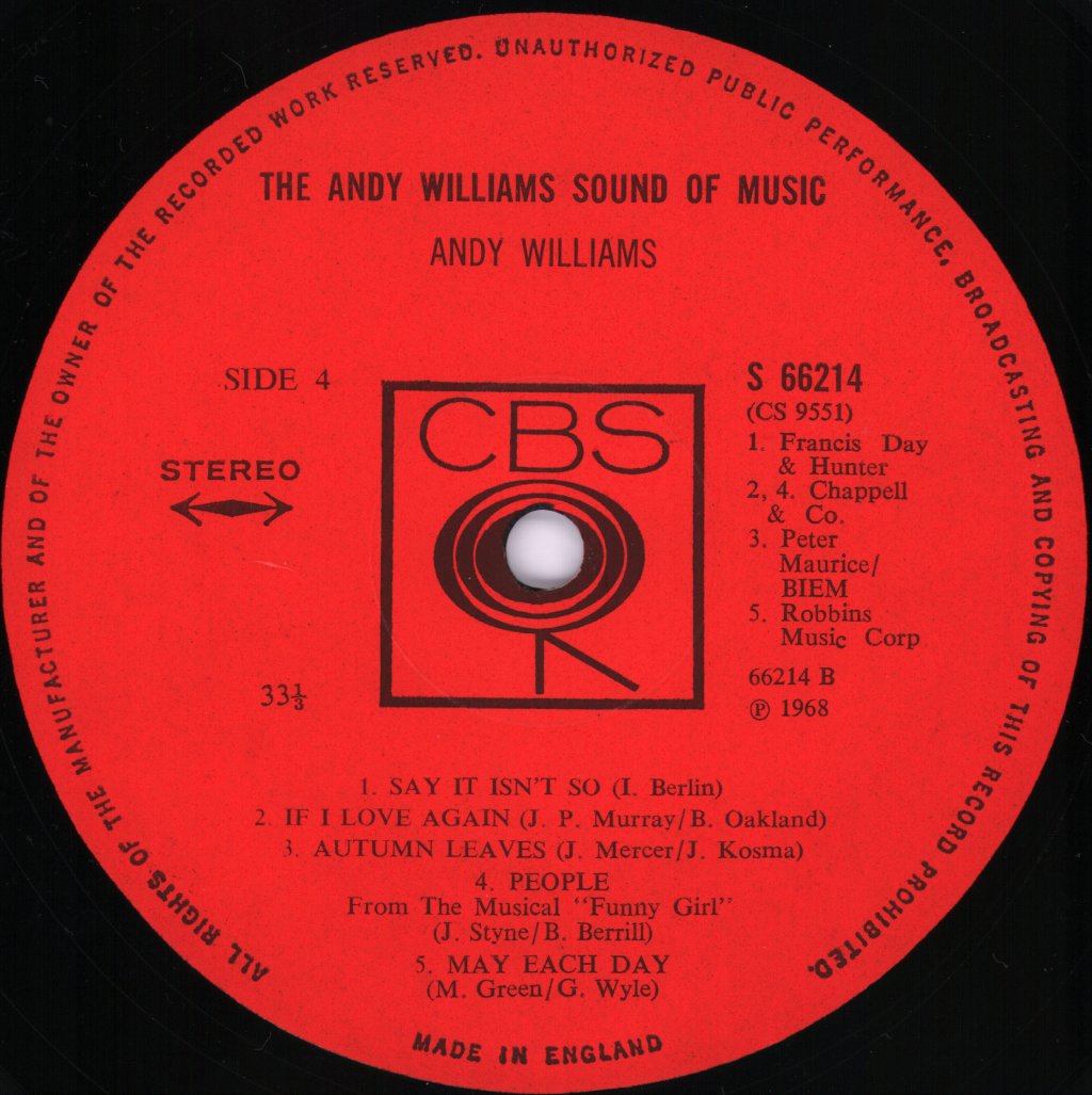 Andy Williams - Andy Williams Sound Of Music - Double Lp