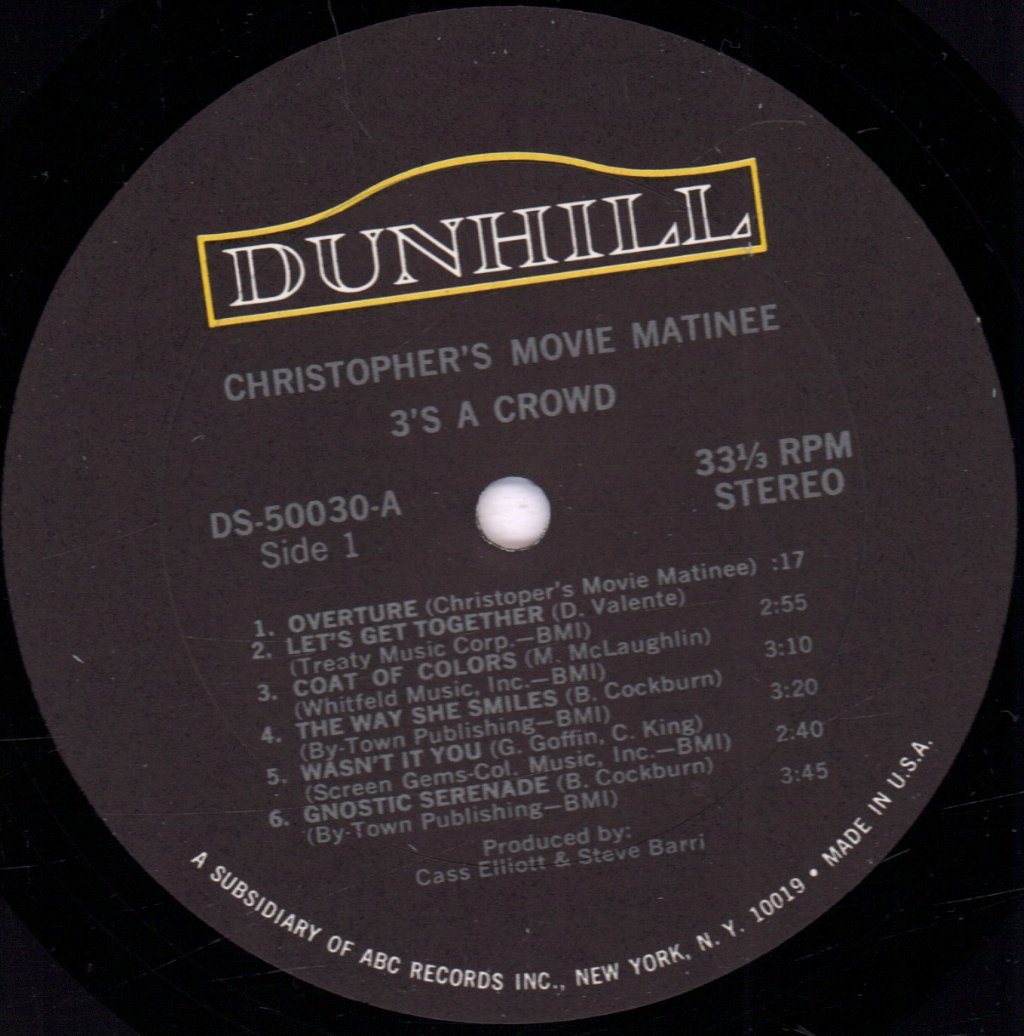 3'S A Crowd - Christopher's Movie Matinee - Lp