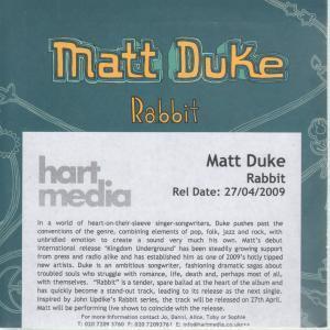 Matt Duke - Rabbit - Cd