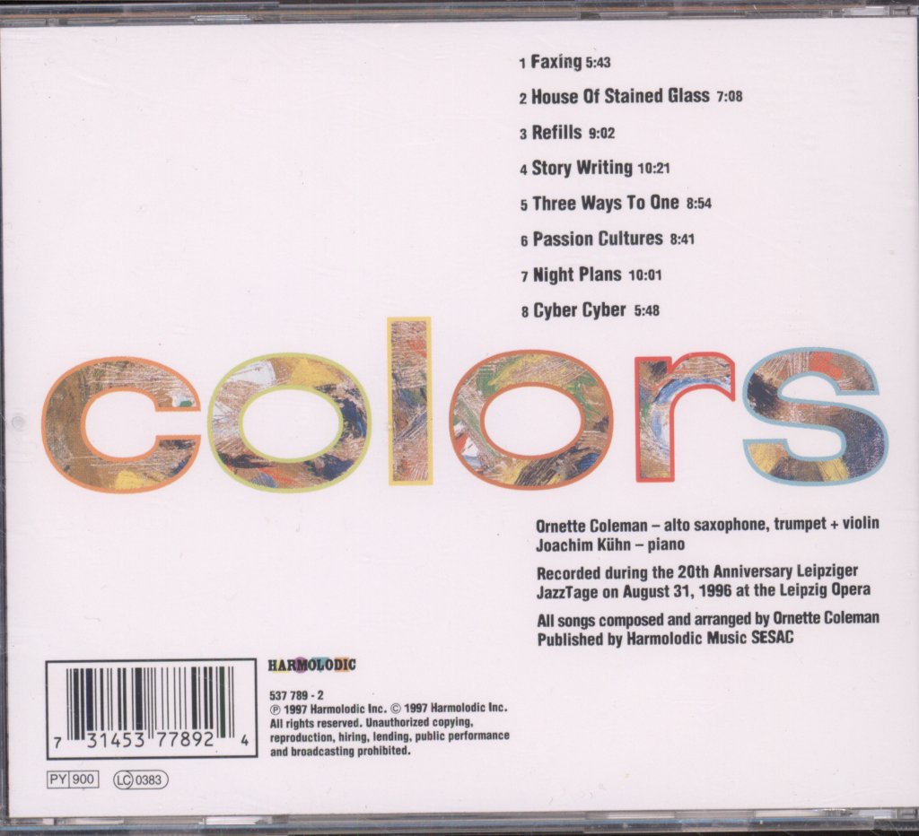 Ornette Coleman, Joachim Kühn - Colors: Live From Leipzig - Cd