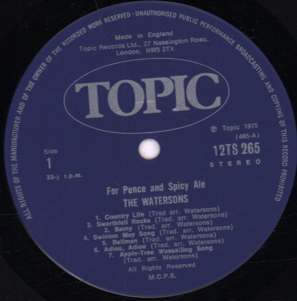 Watersons - For Pence And Spicy Ale - Lp