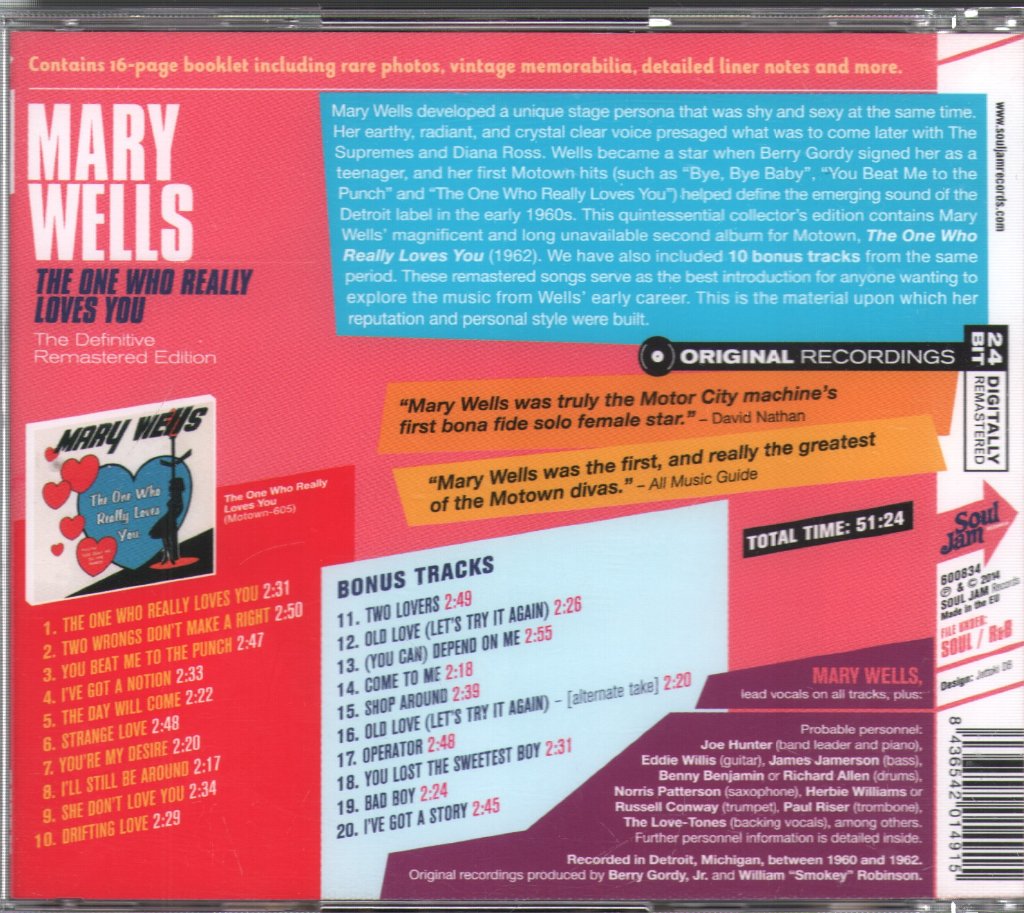 Mary Wells - One Who Really Loves You - The Definitive Remastered Edition - Cd