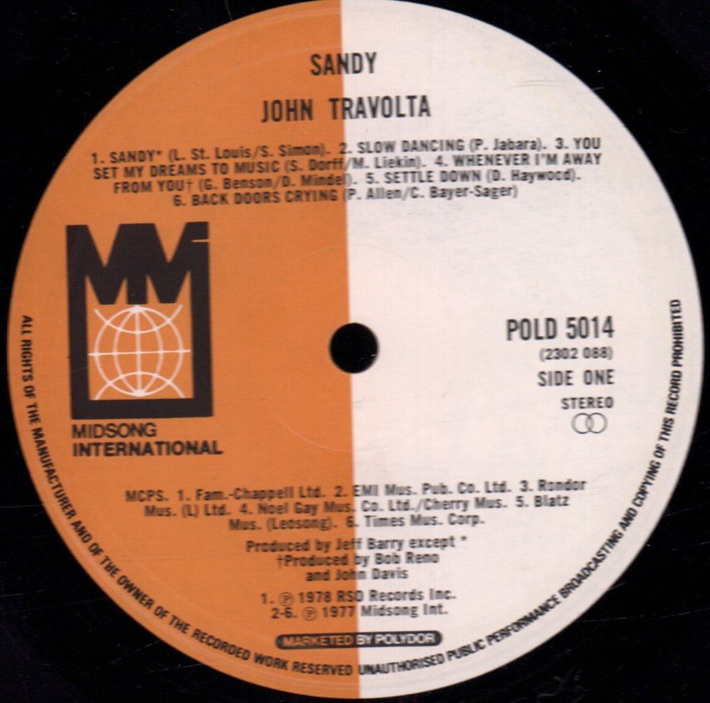 John Travolta - Sandy - Lp