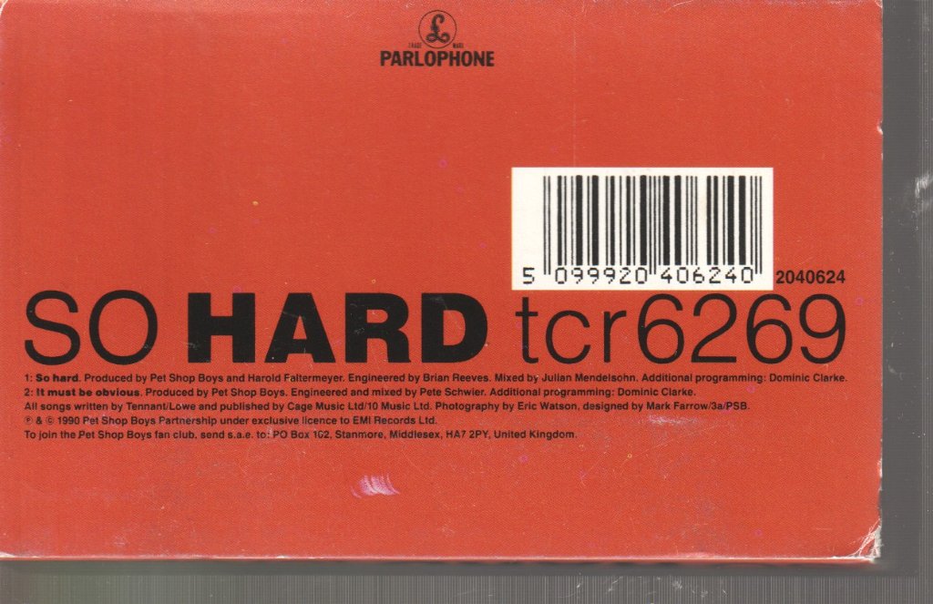 Pet Shop Boys - So Hard - Cassette