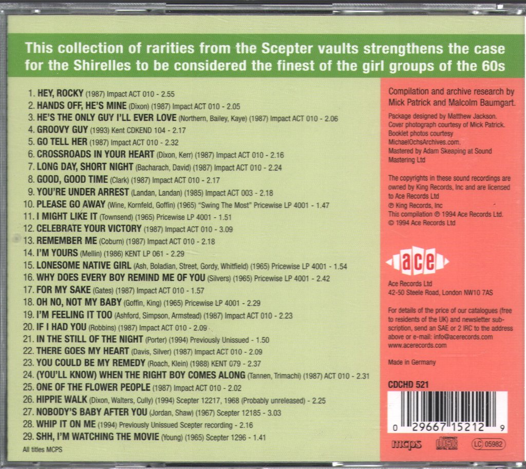 Shirelles - Lost & Found - Rare & Previously Unissued - Cd
