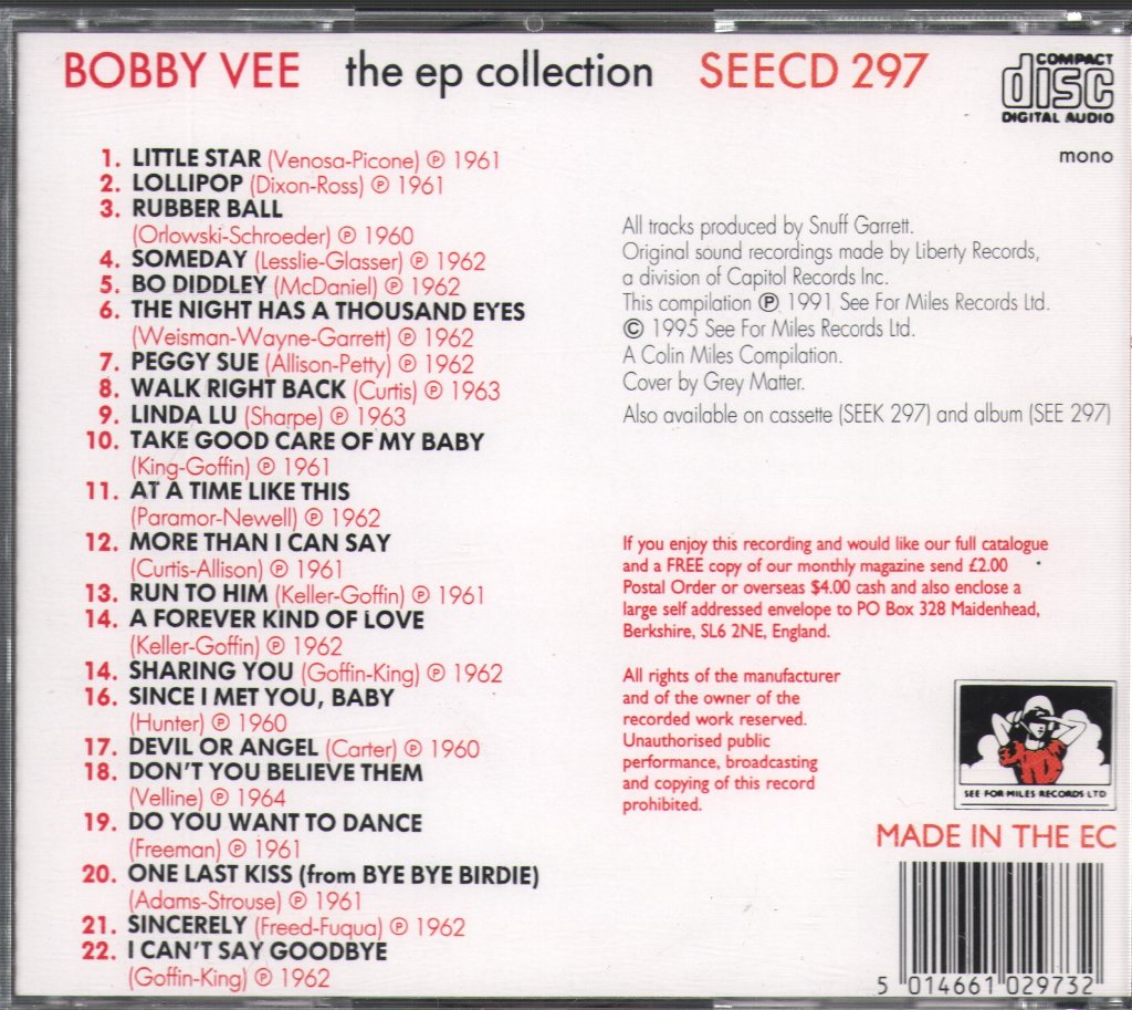 Bobby Vee - EP Collection - Cd