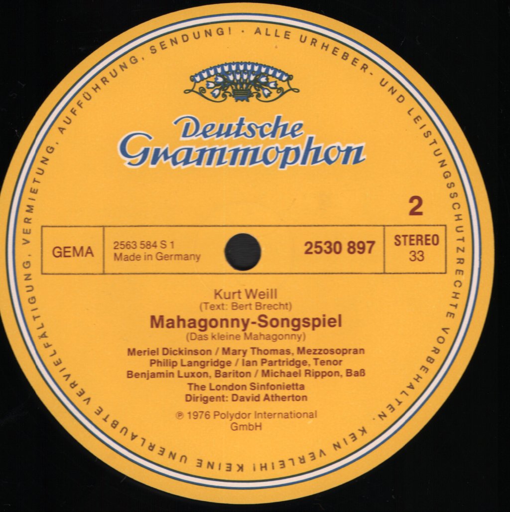London Sinfonietta / David Atherton - Kurt Weill - Kleine Dreigroschenmusik / Mahagonny Songspiel - Lp