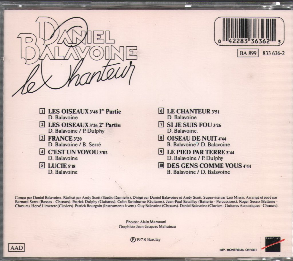 Daniel Balavoine - Le Chanteur - Cd
