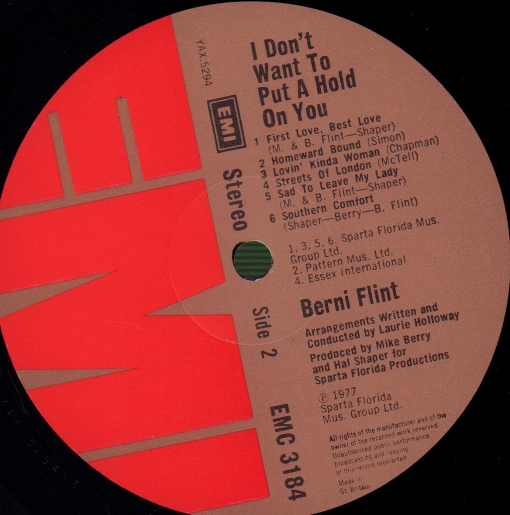 Berni Flint - I Don't Want To Put A Hold On You - Lp