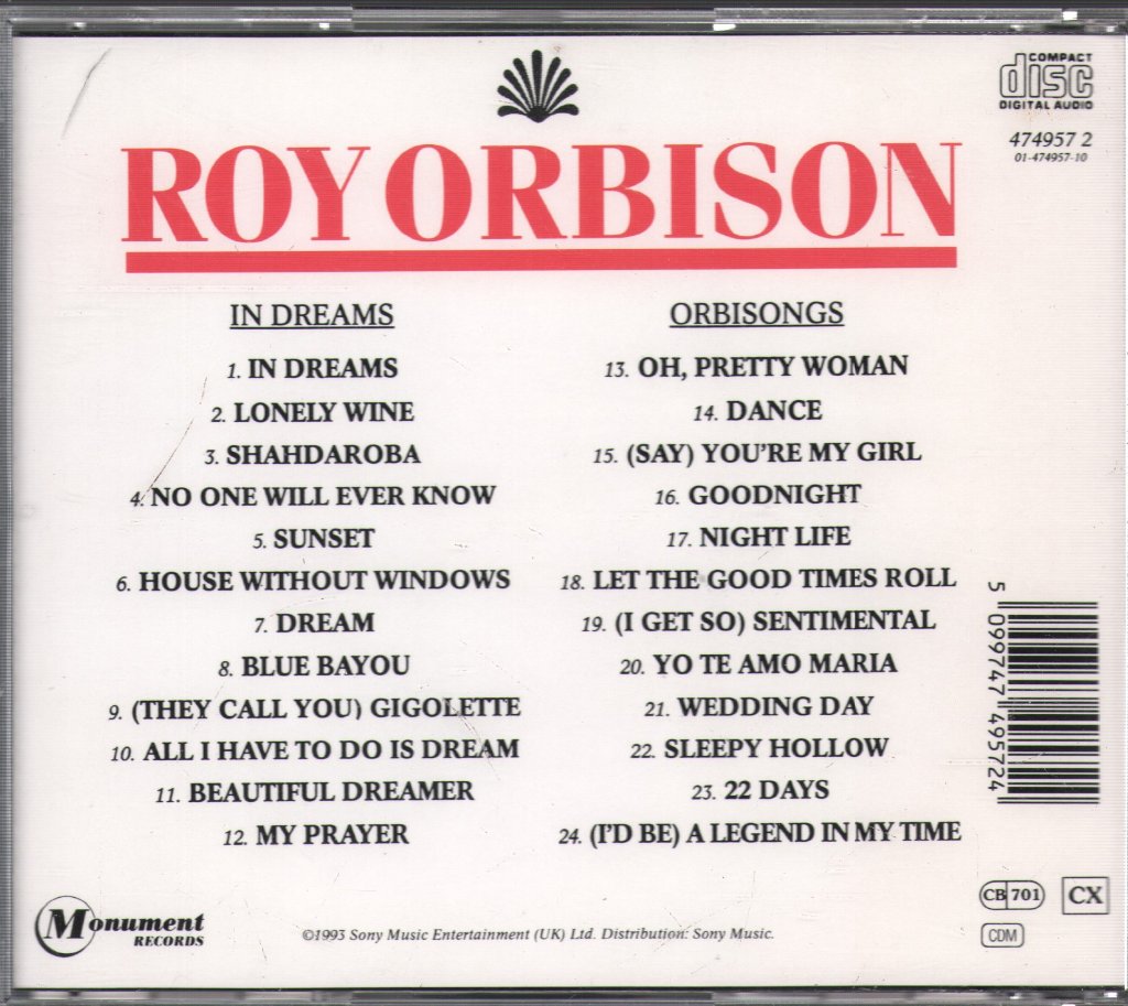 Roy Orbison - In Dreams / Orbisongs - Cd