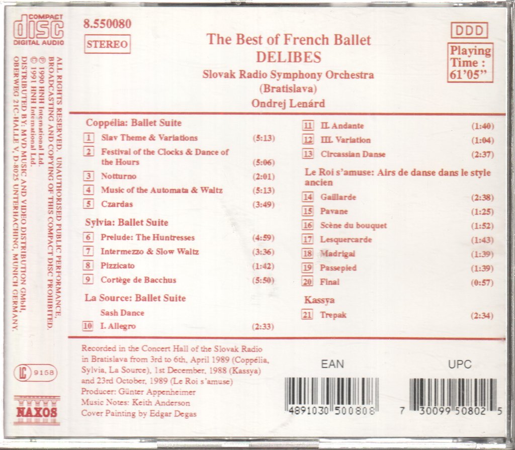 Slovak Radio Symphony Orchestra, Ondrej Lenárd - Delibes - Coppélia • Sylvia • La Source • Le Roi S'amuse • Kassya - Cd