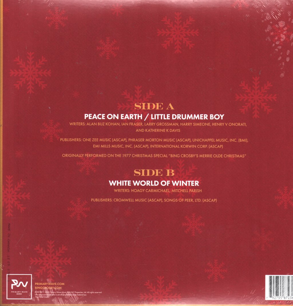 Bing Crosby and David Bowie - Peace On Earth/Little Drummer Boy - 12 Inch