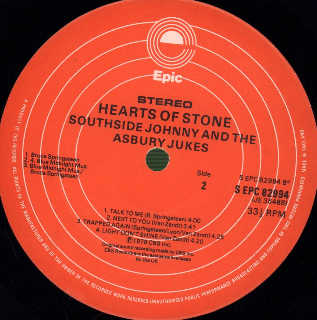 Southside Johnny & The Asbury Jukes - Hearts Of Stone - Lp