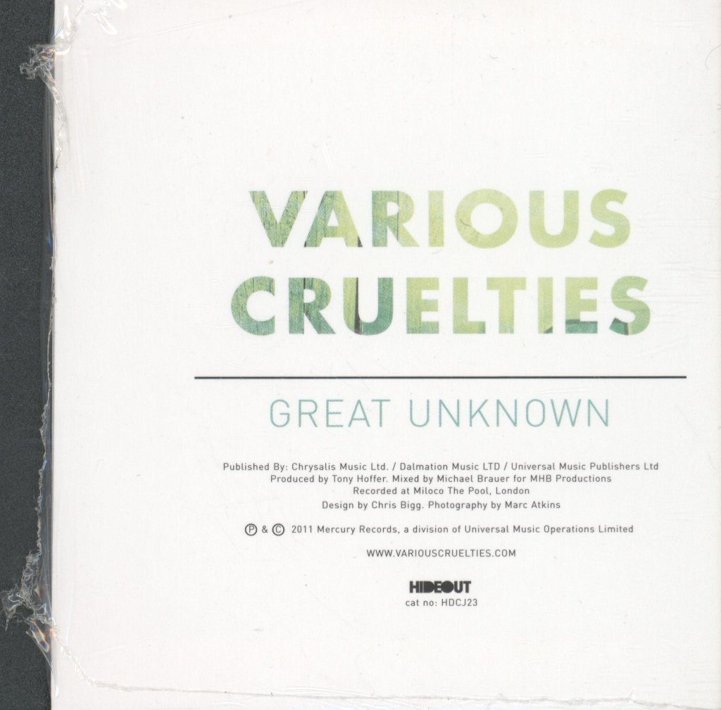 Various Cruelties - Great Unknown - Cd