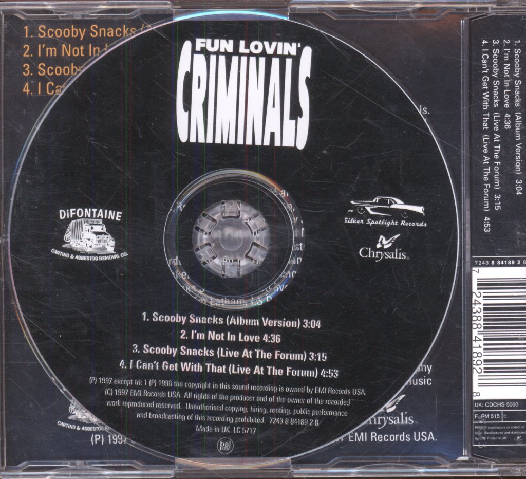 Fun Lovin' Criminals - Scooby Snacks / I'm Not In Love - Cd