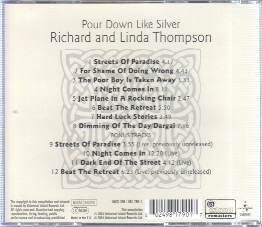 Richard And Linda Thompson - Pour Down Like Silver - Cd