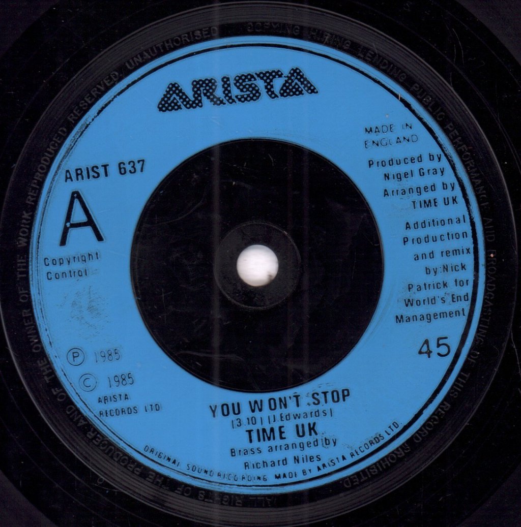 Time Uk - You Won't Stop - 7 Inch