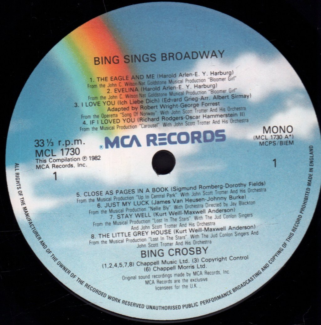 Bing Crosby - Bing Sings Broadway - Lp