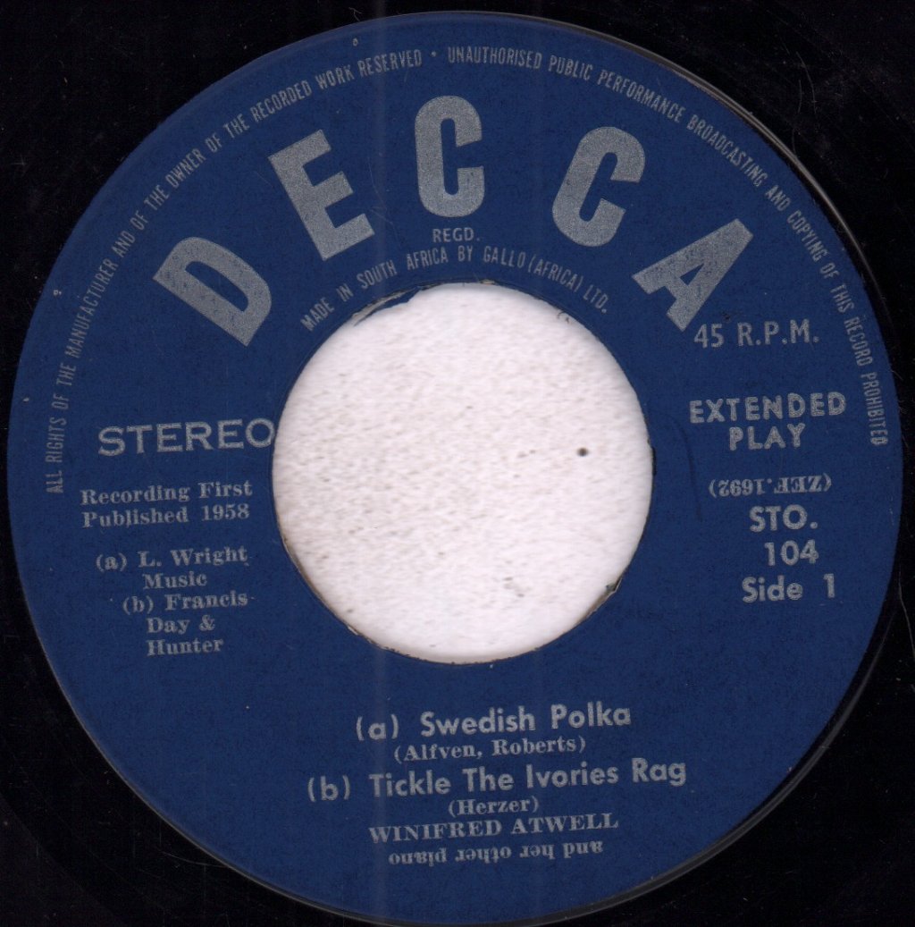 Winifred Atwell - Tickle The Ivories - 7 Inch